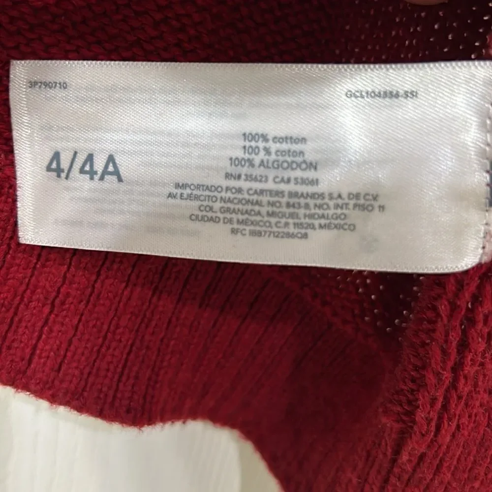 Carter’s Kids Cotton Red Poncho/Cape (Size 4/4A)